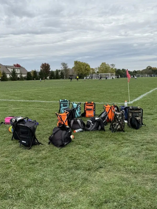 StoolPaks in many colors on a soccer sideline